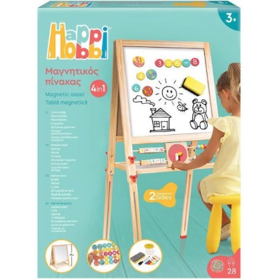 HappiHobbi Magnet Ξύλινος Μαγνητικός Επιδαπέδιος Πίνακας 2 Όψεων Για 3+ Χρονών