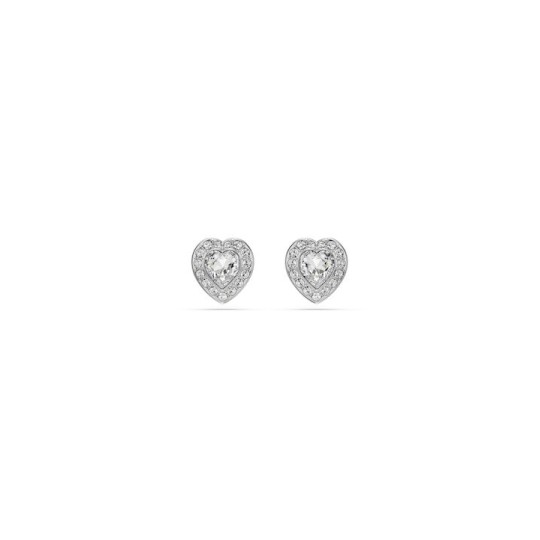 Swarovski Ariana Grande x Swarovski Stud Earrings Heart Rhodium Plated White 5720859