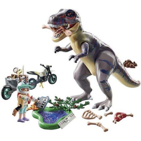 Playmobil Dinos T-Rex και Εξερευνητής Με Μοτοσικλέτα για 4-10 ετών 71524