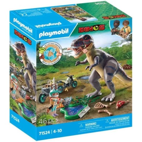 Playmobil Dinos T-Rex και Εξερευνητής Με Μοτοσικλέτα για 4-10 ετών 71524