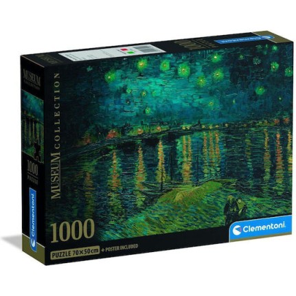 Clementoni Παζλ Museum Collection Van Gogh: Έναστρη Νύχτα Πάνω από το Ρήνο 1000 τμχ - Compact Box