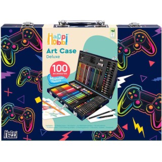 HappiHobbi Κασετίνα Ζωγραφικής Deluxe Βιντεοπαιχνίδι Με 100 Αξεσουάρ 1038-82064