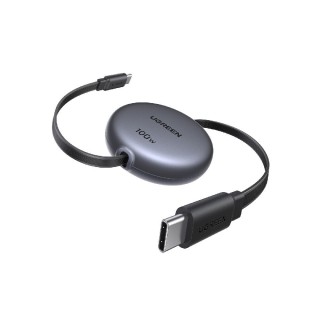 UGREEN L531 65905 Καλώδιο Φόρτισης USB-C σε USB-C PD 100W, Επαναφερόμενο 1m Μαύρο