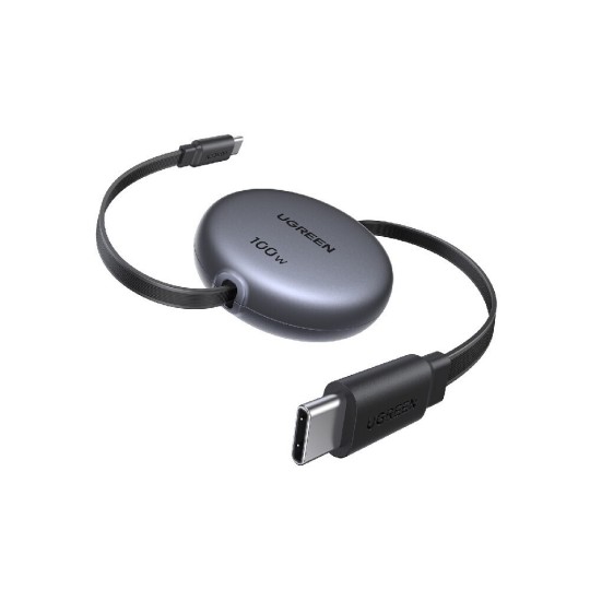 UGREEN L531 65905 Καλώδιο Φόρτισης USB-C σε USB-C PD 100W, Επαναφερόμενο 1m Μαύρο