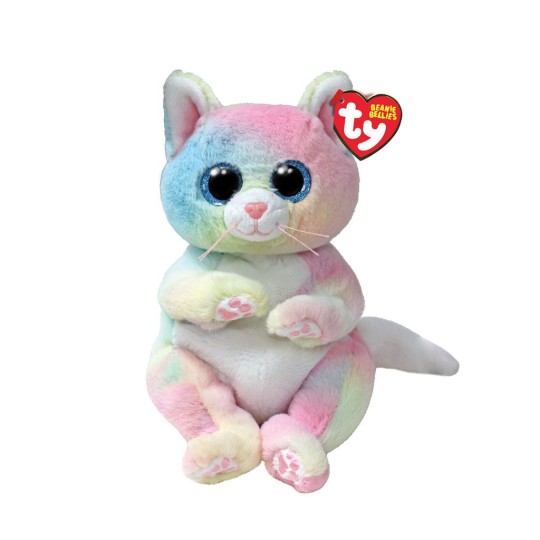 TY Plush Beanie Bellies Jenni Fluffy Kitty Rainbow 15cm 404360