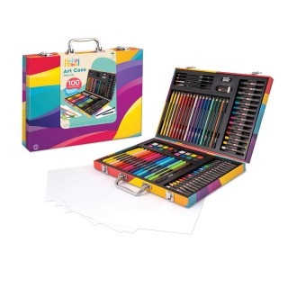 HappiHobbi Κασετίνα Ζωγραφικής Deluxe Rainbow Με 100 Αξεσουάρ 1038-82057