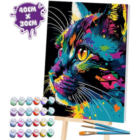 Splat Planet Σετ Ζωγραφικής με Αριθμούς “Bright Cat” σε Καμβά με Τελάρο 30x40cm Splat Planet Σετ Ζωγραφικής με Αριθμούς “Bright Cat” σε Καμβά με Τελάρο 30x40cm
