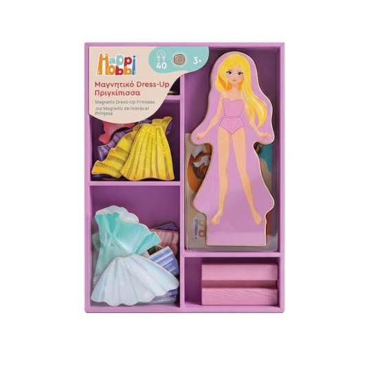 Happi Hobbi Magnet Wooden Doll Πριγκίπισσα Για 3+ Ετών