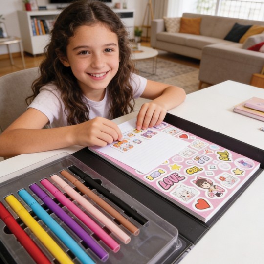 HappiHobbi White Drawing Markers with Double Tip Set 12pcs 1038-11059