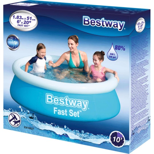 BESTWAY 57392 Παιδική Φουσκωτή Πισίνα 940lt Φ183x51cm Μπλε BESTWAY 57392 Παιδική Φουσκωτή Πισίνα 940lt Φ183x51cm Μπλε