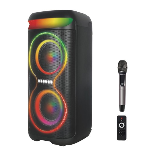 XO Karaoke Speaker With Wireless Microphone And Lighting Effects F70 249-0239 Black