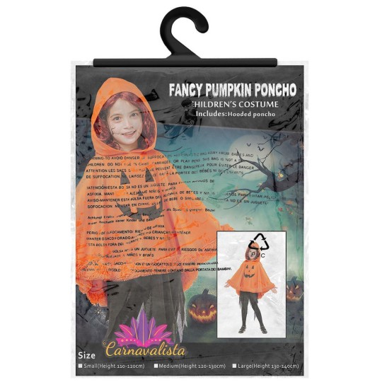 Παιδικό Πόντσο Κολοκύθα Halloween Carnavalista 232541 (Small 4-6 Ετών)