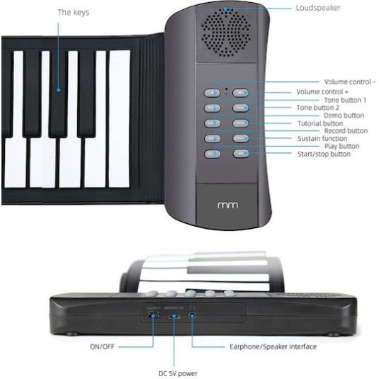 Mikamax Roll-Up Keyboard – Φορητό Ηλεκτρονικό Πληκτρολόγιο Πιάνου