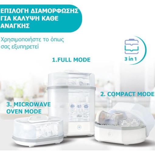 Chicco Βρεφικός Αποστειρωτής Μπιμπερό Ηλεκτρικός SterilNatural 3 in 1 07391-10