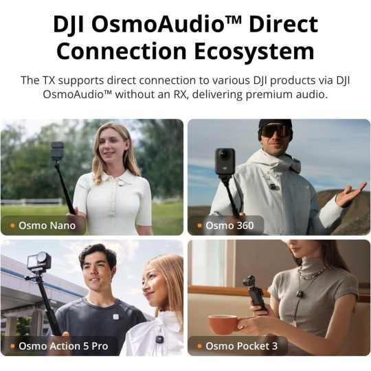 DJI Mic Mini (2 TX + 1 Mobile RX) Wireless Lavalier Microphone for Black