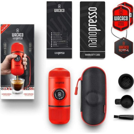 Wacaco Nanopresso Elements Φορητή Μηχανή Espresso με Θήκη Lava Red