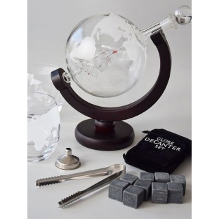 Mikamax Γυάλινη Καράφα Σερβιρίσματος Ουίσκι 21εκ. με Πώμα και Ποτήρια Πολύχρωμη 850ml