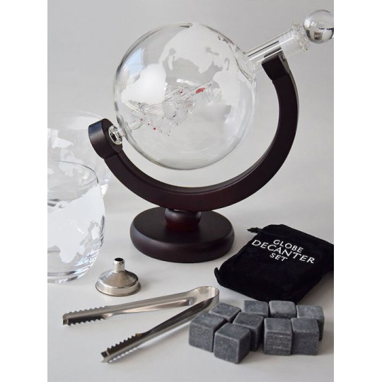 Mikamax Γυάλινη Καράφα Σερβιρίσματος Ουίσκι 21εκ. με Πώμα και Ποτήρια Πολύχρωμη 850ml