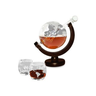 Mikamax Γυάλινη Καράφα Σερβιρίσματος Ουίσκι 21εκ. με Πώμα και Ποτήρια Πολύχρωμη 850ml