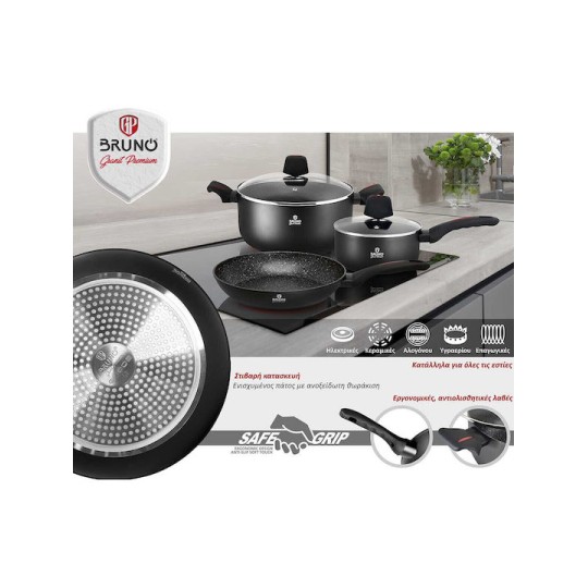 Bruno Granit Premium Τηγάνι από Αλουμίνιο με Αντικολλητική Επίστρωση 28cm BRN-0114