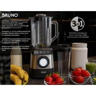 Bruno Blender for Smoothies with Glass Jug 1.8lt 1500W Inox BRN-0254