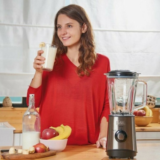 Black & Decker Blender with Glass Jug 1.5 lt 800W Gray BXJB800E