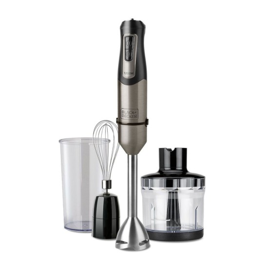 Black & Decker Hand Blender with Stainless Steel Rod BXHBA1200E 1200W Black