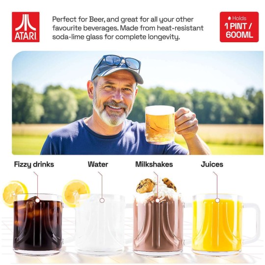ThumbsUp! Atari 3d Beer Glass Retro Ποτήρι Μπύρας 600ml