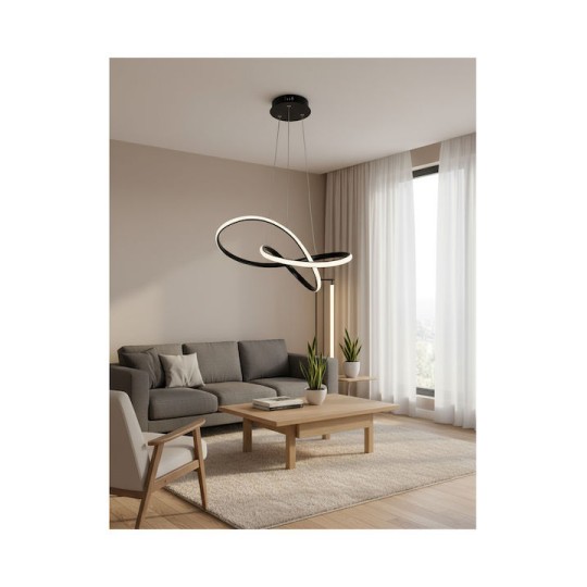 POWERTECH HLL-0207 LED Φωτιστικό Οροφής 48W, 4000K, Φ50cm x 120cm Μαύρο