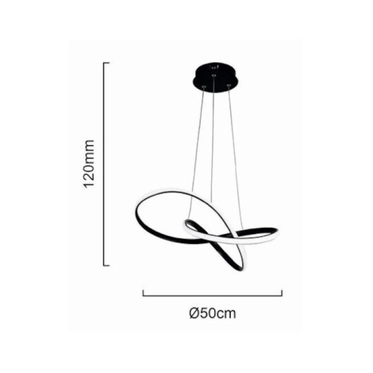 POWERTECH HLL-0207 LED Φωτιστικό Οροφής 48W, 4000K, Φ50cm x 120cm Μαύρο