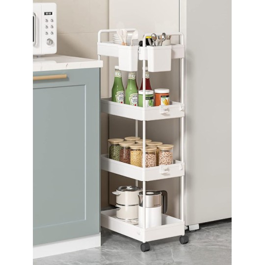 HOME USE HUH-0163 Τρόλει Κουζίνας 4 θέσεων, 40x21.5x91.5cm, Λευκό