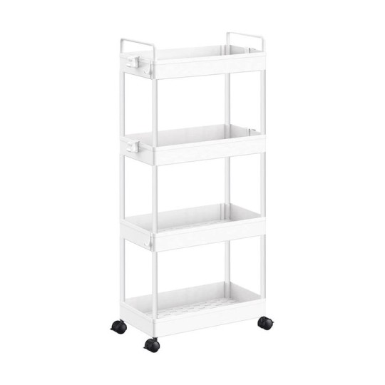 HOME USE HUH-0163 Τρόλει Κουζίνας 4 θέσεων, 40x21.5x91.5cm, Λευκό