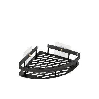 HOME USE HUH-0159 Γωνιακό Ράφι Τοίχου Αλουμινίου, 28x5.5x21cm, Μαύρο