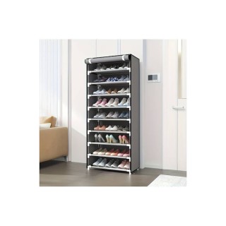 HOME USE HUH-0182 Υφασμάτινη Παπουτσοθήκη με 9 Ράφια 57x28x160cm Γκρι