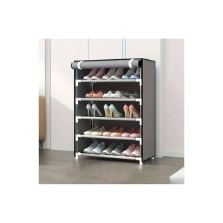 HOME USE HUH-0180 Υφασμάτινη Παπουτσοθήκη με 5 Ράφια 60x30x90cm Γκρι