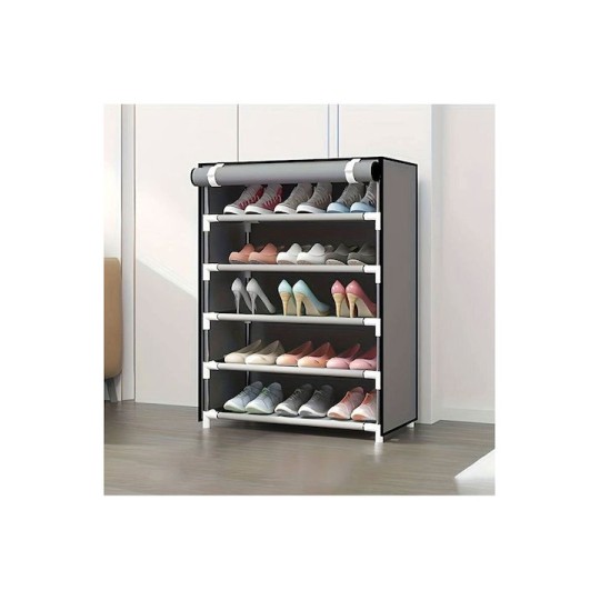 HOME USE HUH-0180 Υφασμάτινη Παπουτσοθήκη με 5 Ράφια 60x30x90cm Γκρι