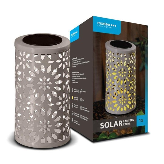 Modee Lighting LED Ηλιακό Φαναράκι Γκρι LT009 H18xD10cm
