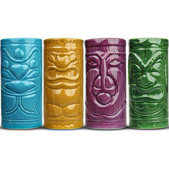 Mikamax Σετ 4 ποτήρια για τροπικά κοκτέιλ Tiki Mug (MM04070)