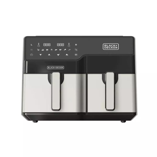 Black & Decker Air Fryer with Double Detachable Bucket 9lt Black ES9730090B