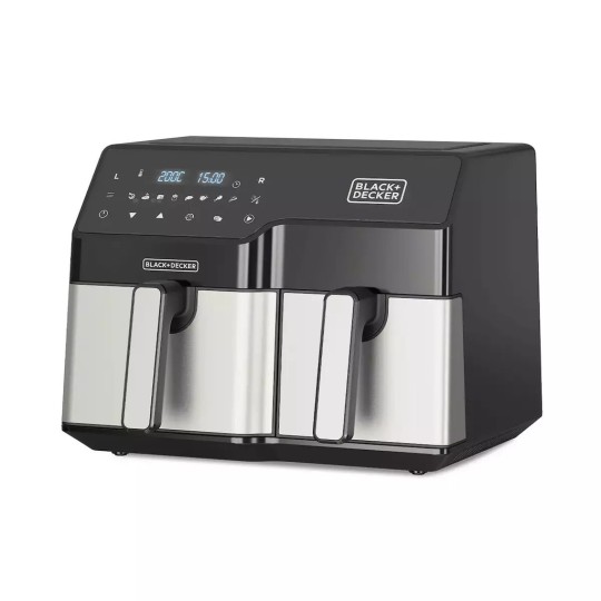 Black & Decker Air Fryer with Double Detachable Bucket 9lt Black ES9730090B Black & Decker Air Fryer with Double Detachable Bucket 9lt Black ES9730090B