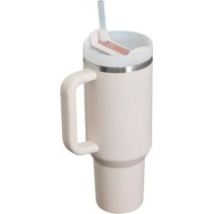 Stanley Quencher H2.0 FlowState Handled Tumbler Θερμός Ανοξείδωτο BPA Free 1.18lt Rose Quartz