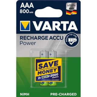 Varta Recharge Accu Power Επαναφορτιζόμενες Μπαταρίες AAA Ni-MH 800mAh 1.2V 2τμχ