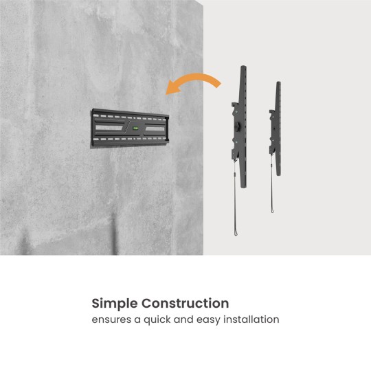 Powertech PT-1370 Βάση Τηλεόρασης Τοίχου έως 86" και 75kg Ασημί