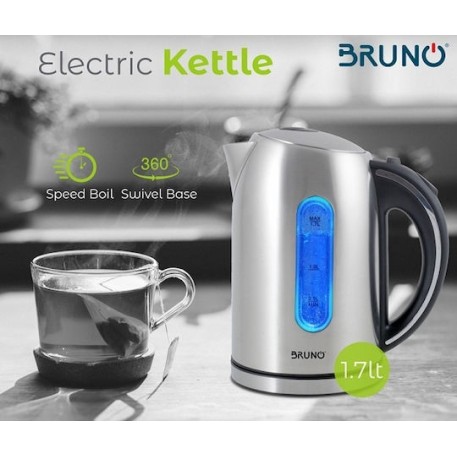 BRUNO BRN-0028 Ηλεκτρικός Βραστήρας 2200W, 1.7lt, βάση 360°, LED