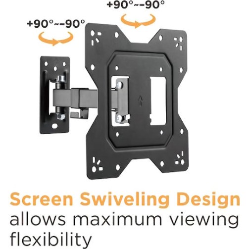 Powertech PT-1128 Βάση Τηλεόρασης Τοίχου με Βραχίονα έως 43" και 30kg Μαύρο
