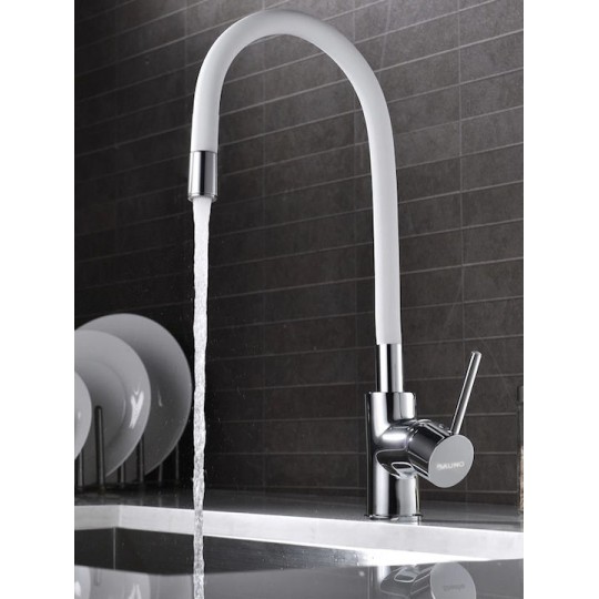 Bruno M54804-006C-S626-WH Ψηλή Σπαστή Μπαταρία Κουζίνας Πάγκου Inox Λευκή