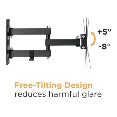 Powertech PT-1129 Βάση Τηλεόρασης Τοίχου με Βραχίονα έως 43" και 30kg Μαύρο