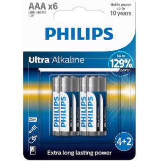 PHILIPS Ultra AAA LR031.5V LR03E6BP/10 Αλκαλικές Μπαταρίες 6τμχ