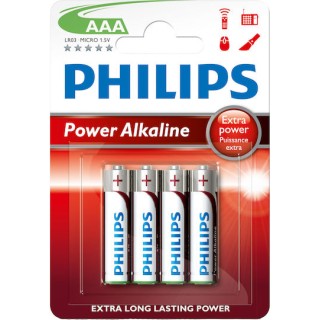 PHILIPS Power LR03P4B/5, AAA LR03 1.5V Αλκαλικές Μπαταρίες 4τμχ