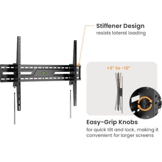 Powertech PT-1368 Βάση Τηλεόρασης Τοίχου έως 100" και 75kg Ασημί